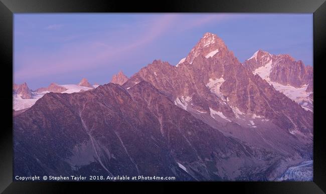 Aiguille du Chardonnet Alpen Glow Framed Print by Stephen Taylor