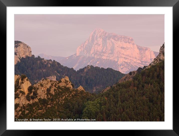 Pink Pena Montanesa Framed Mounted Print by Stephen Taylor