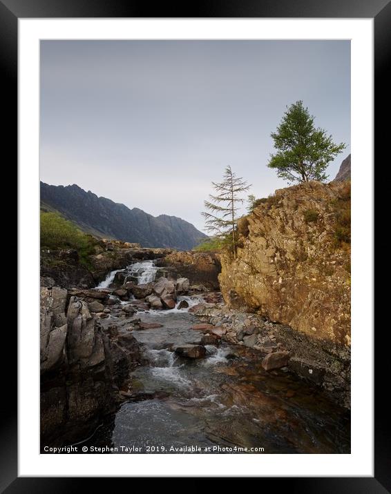River Coe Falls Framed Mounted Print by Stephen Taylor