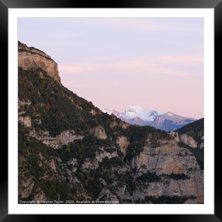 Sunset in the Anisclo Canyon Framed Mounted Print by Stephen Taylor