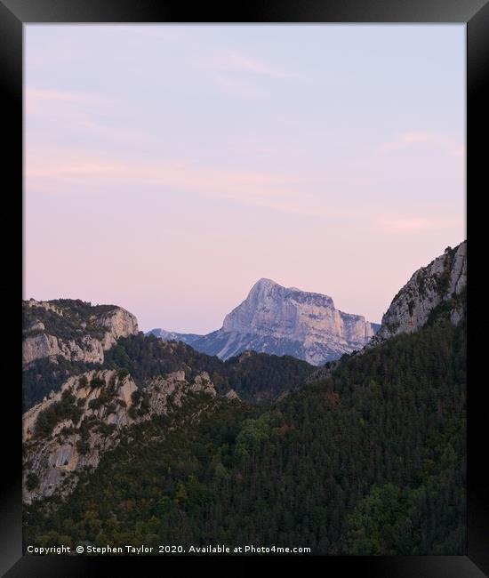 Sunset over Pena Montanesa Framed Print by Stephen Taylor