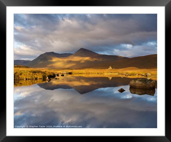 Autumn Sunrise on Lochan na Stainge Framed Mounted Print by Stephen Taylor