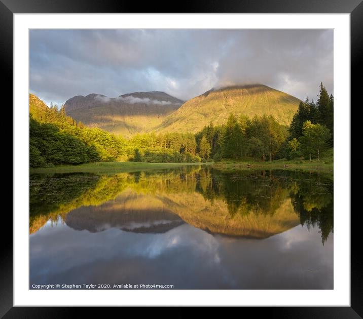 Sunset at the Torren Lochan Framed Mounted Print by Stephen Taylor