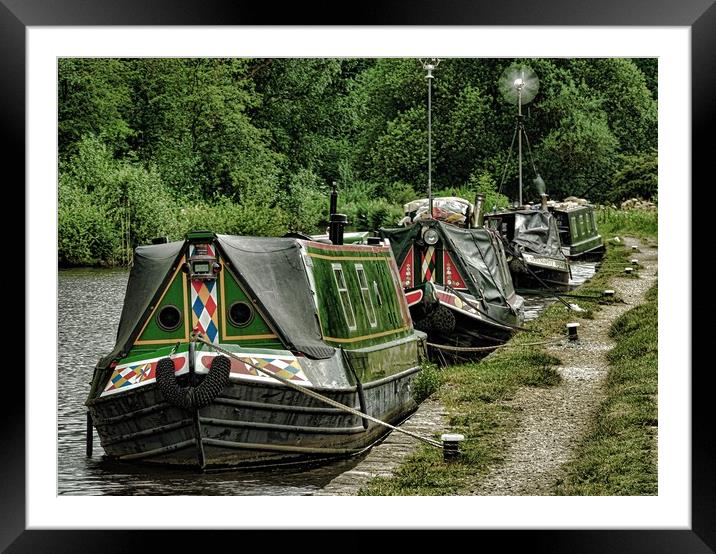  Moored narrowboats at Roaches Lock, Huddersfield  Framed Mounted Print by Andy Smith