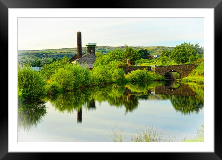 Canal reflections, Diggle, Saddleworth Framed Mounted Print by Andy Smith