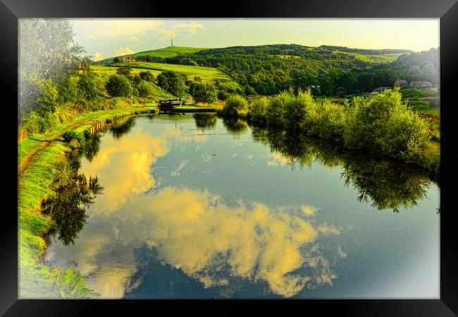 Canal reflections, Diggle, Saddleworth Framed Print by Andy Smith