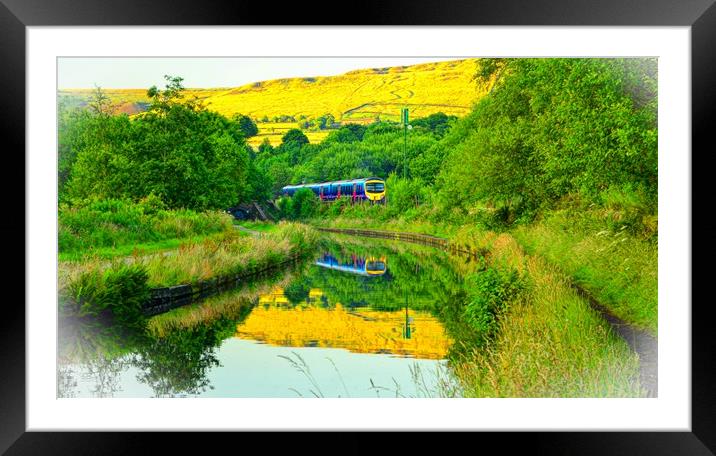 Canal reflections, Diggle, Saddleworth  Framed Mounted Print by Andy Smith