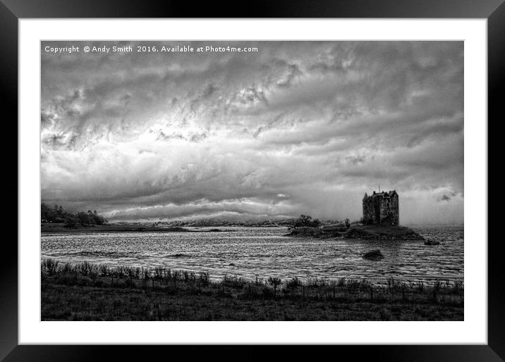 Stormy skies over Castle Stalker Framed Mounted Print by Andy Smith