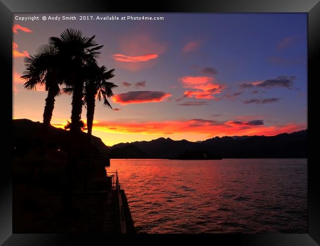 sunset over Isola Bella, Stresa, Italy           Framed Print by Andy Smith