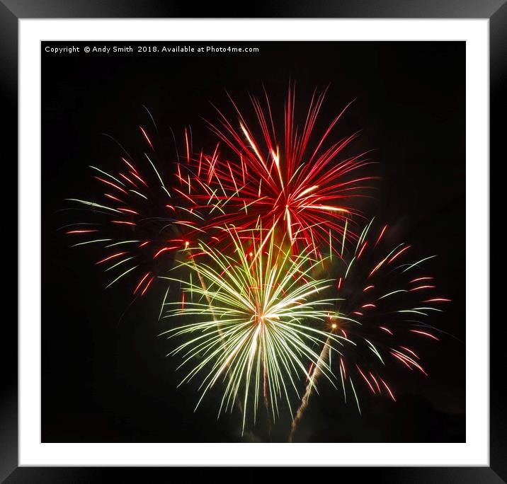 Spectacular display of Poole Harbour Fireworks Framed Mounted Print by Andy Smith