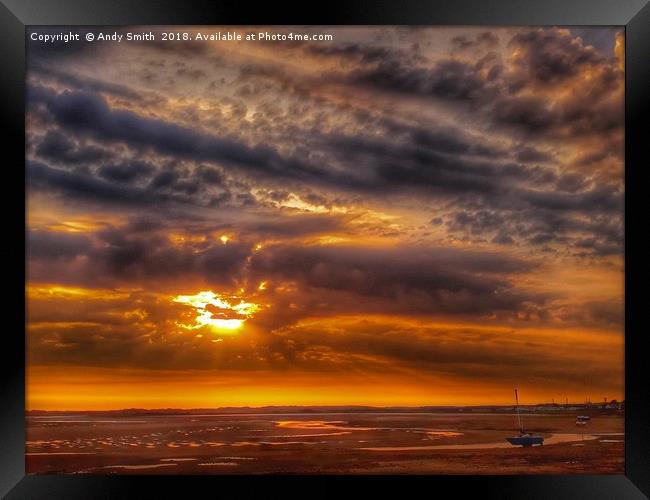 A Fiery Dance on Ravenglass Estuary Framed Print by Andy Smith