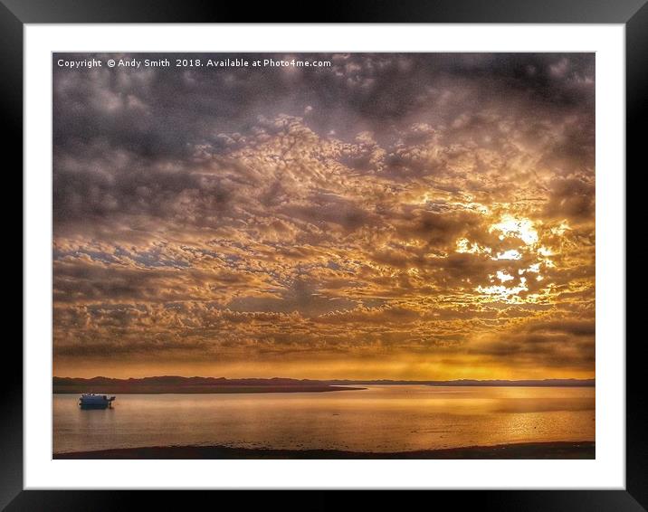 Majestic Sun Setting over Ravenglass Estuary Framed Mounted Print by Andy Smith