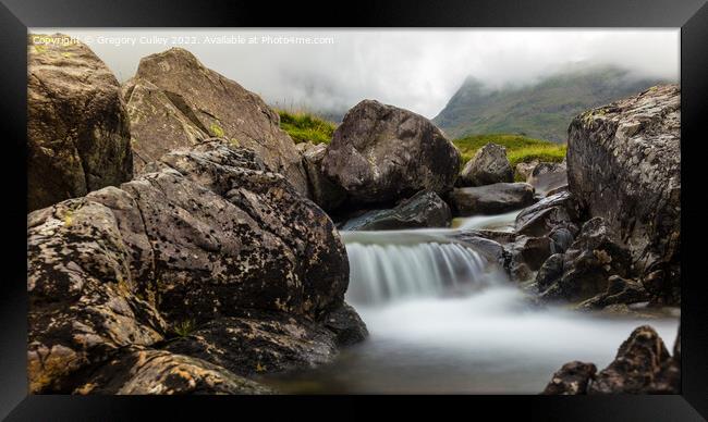 A Rocky waterfall at Scafell pike the highest moun Framed Print by Gregory Culley