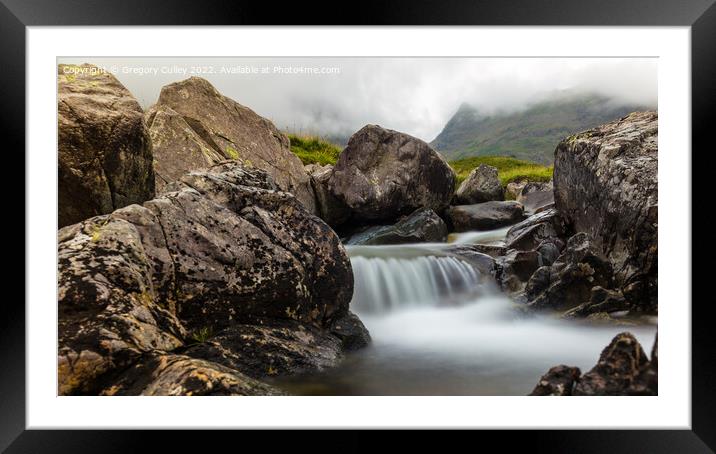 A Rocky waterfall at Scafell pike the highest moun Framed Mounted Print by Gregory Culley