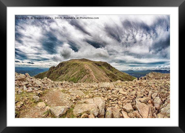The summit of Scafell Pike Framed Mounted Print by Gregory Culley