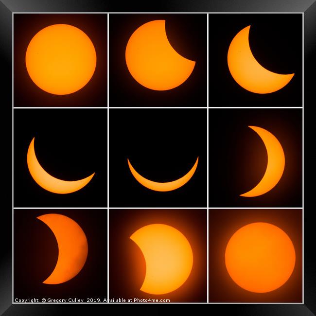 The 9 phases of the solar eclipse Framed Print by Gregory Culley