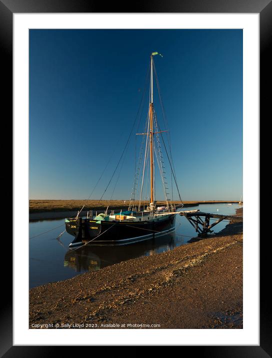 The Juno in January at Blakeney Quay, Norfolk Framed Mounted Print by Sally Lloyd