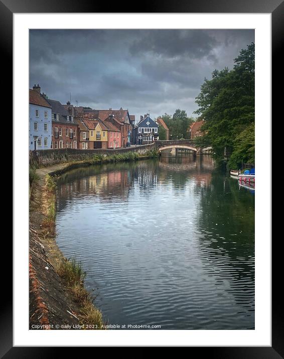 Norwich Quayside looking to Fye Bridge Framed Mounted Print by Sally Lloyd