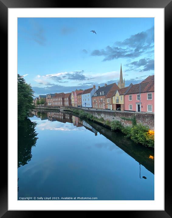Norwich Quayside view from Fye Bridge Framed Mounted Print by Sally Lloyd