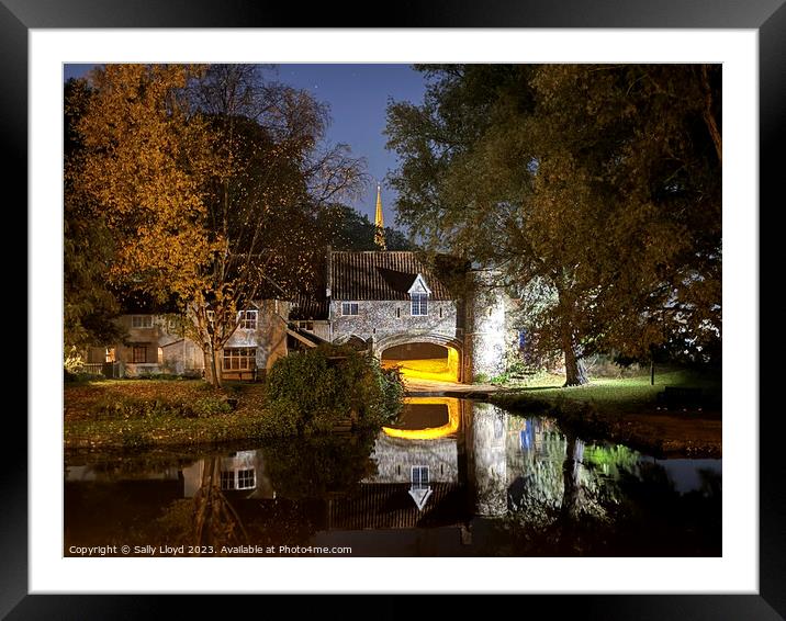 Pulls Ferry at Night in Norwich Framed Mounted Print by Sally Lloyd