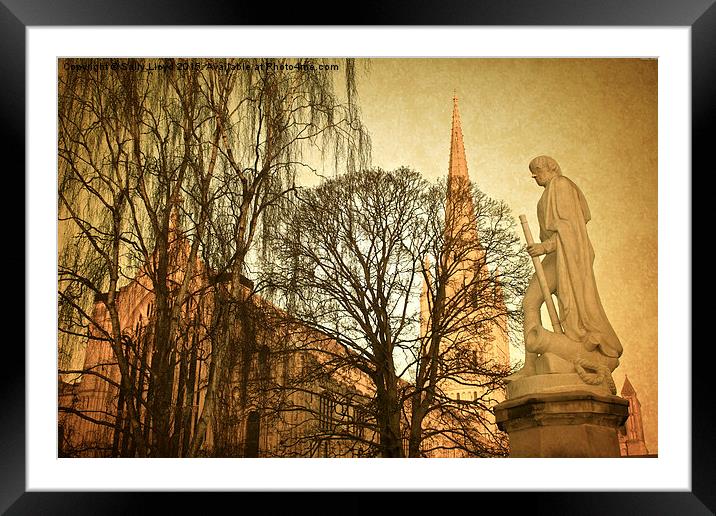  Nelson statue and Norwich Cathedral Framed Mounted Print by Sally Lloyd