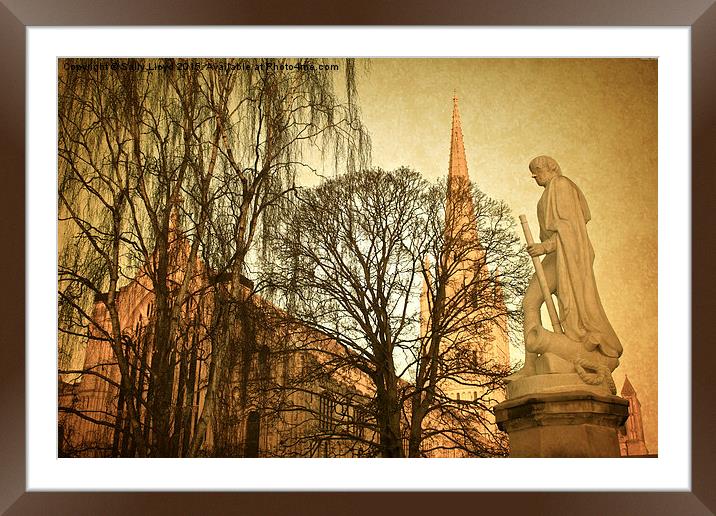  Nelson statue and Norwich Cathedral Framed Mounted Print by Sally Lloyd
