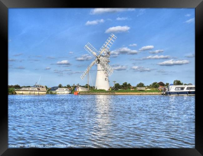 Thurne Mill, from the water Framed Print by Sally Lloyd
