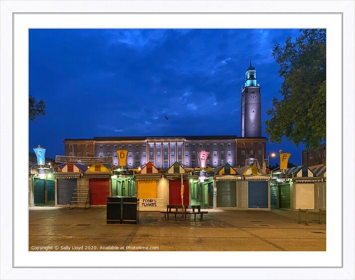 Norwich City Hall at night Framed Mounted Print by Sally Lloyd
