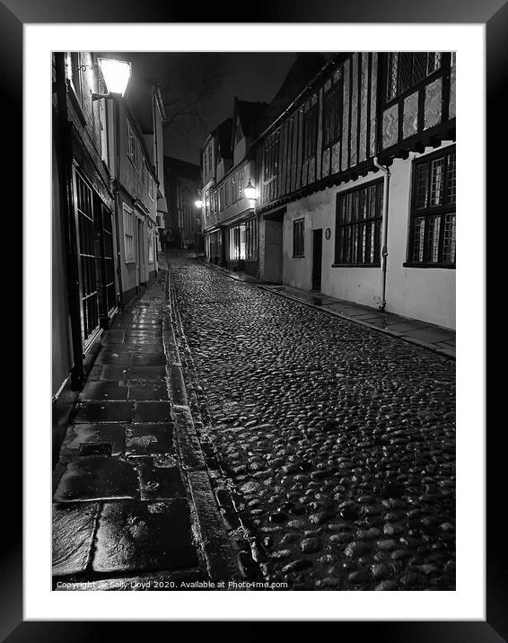 Elm Hill Nighttime, Norwich Framed Mounted Print by Sally Lloyd