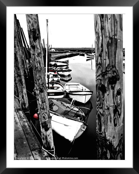 Blakeney Quay Mono Framed Mounted Print by Sally Lloyd