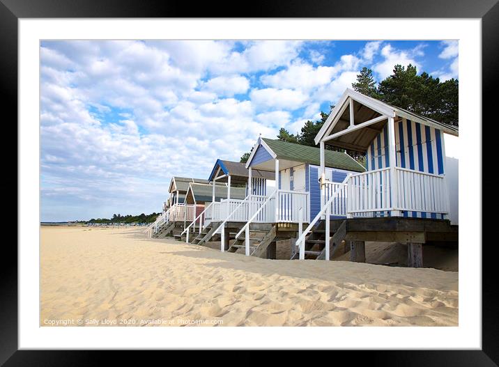 Summer Beach Huts Wells-next-the-Sea Framed Mounted Print by Sally Lloyd