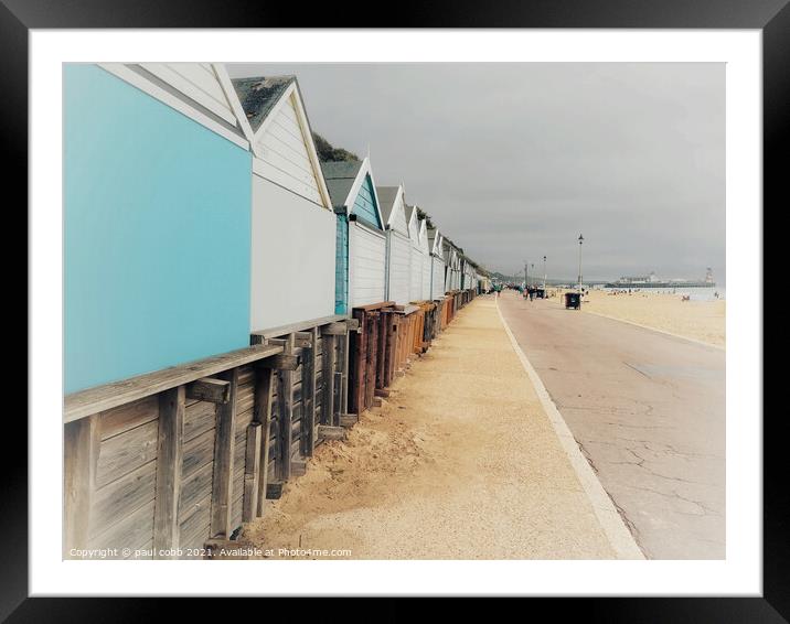 Vibrant Beach Huts on Bournemouths Summertime Shor Framed Mounted Print by paul cobb