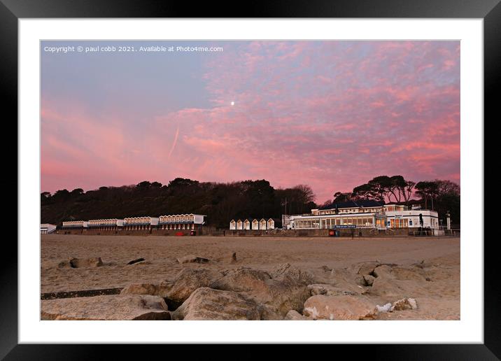 A Colourful Sunrise at Branksome Chine Beach Framed Mounted Print by paul cobb