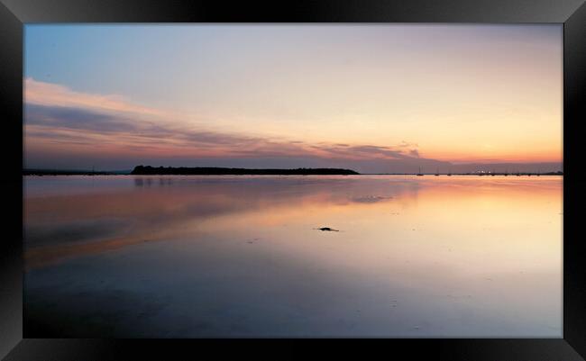 Tranquil Sunset over Brownsea Island Framed Print by paul cobb