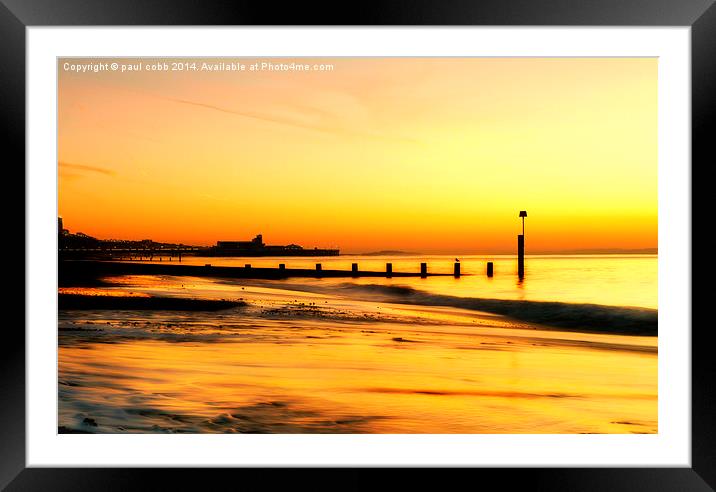 sunrise beach. Framed Mounted Print by paul cobb