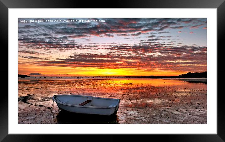  Sunset moored. Framed Mounted Print by paul cobb