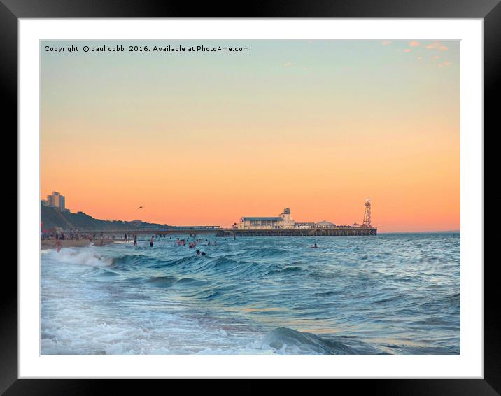Bournemouth pier sunset, Framed Mounted Print by paul cobb