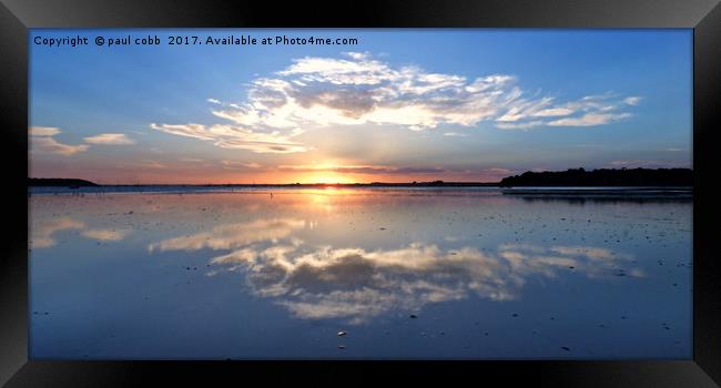 Reflection of a sunset. Framed Print by paul cobb