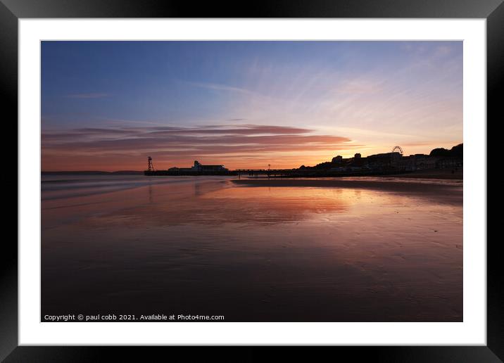 Pier at dusk. Framed Mounted Print by paul cobb