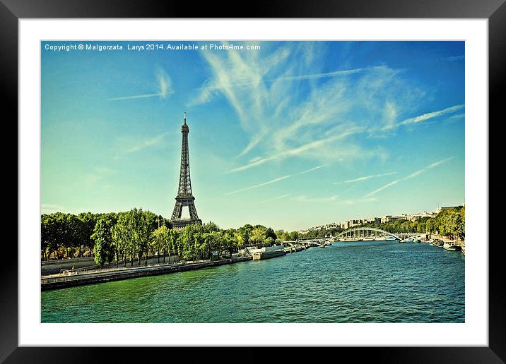 Beautiful, summer scene of Paris with the Eiffle T Framed Mounted Print by Malgorzata Larys