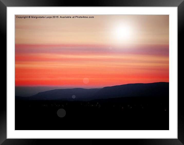 Amazing red sunset over the hills in Scotland Framed Mounted Print by Malgorzata Larys