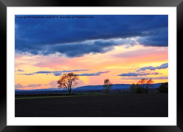 Sunset in Scottish countryside Framed Mounted Print by Malgorzata Larys