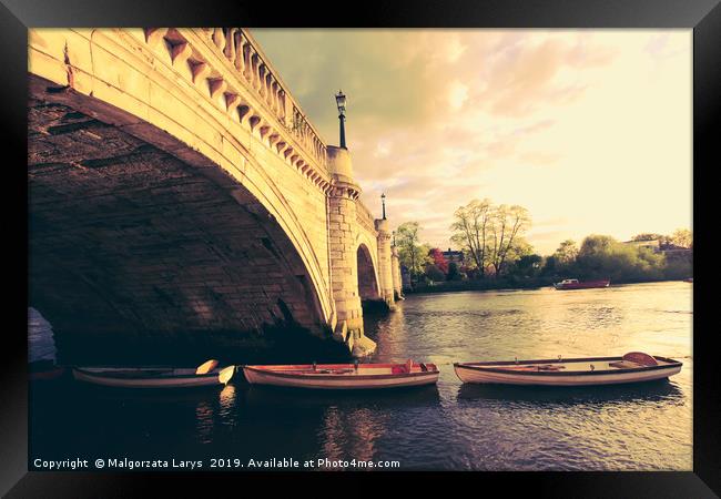 Richmond Bridge, Thames River, Richmond, London, U Framed Print by Malgorzata Larys