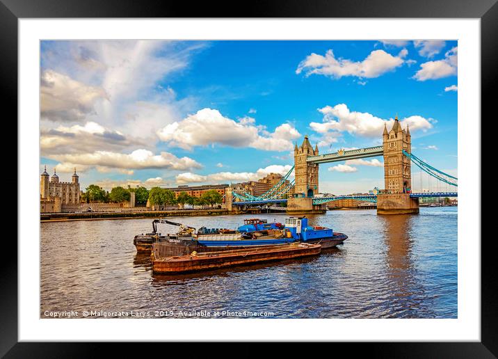 Tower Bridge in London on a beautiful, sunny day,  Framed Mounted Print by Malgorzata Larys