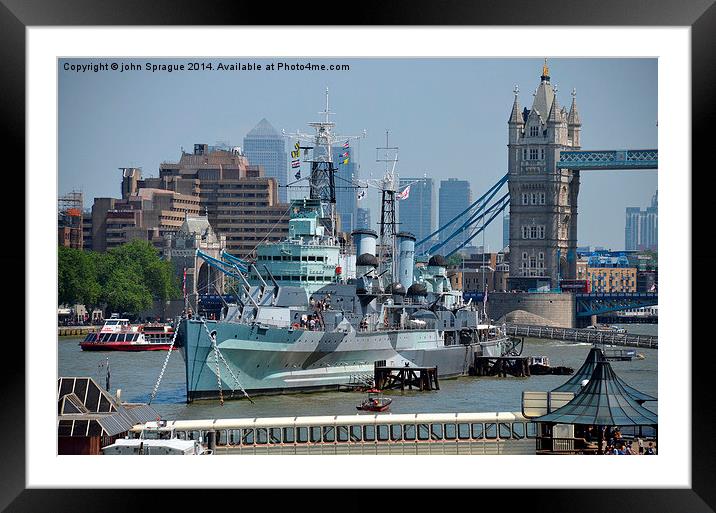 HMS Belfast Framed Mounted Print by john Sprague