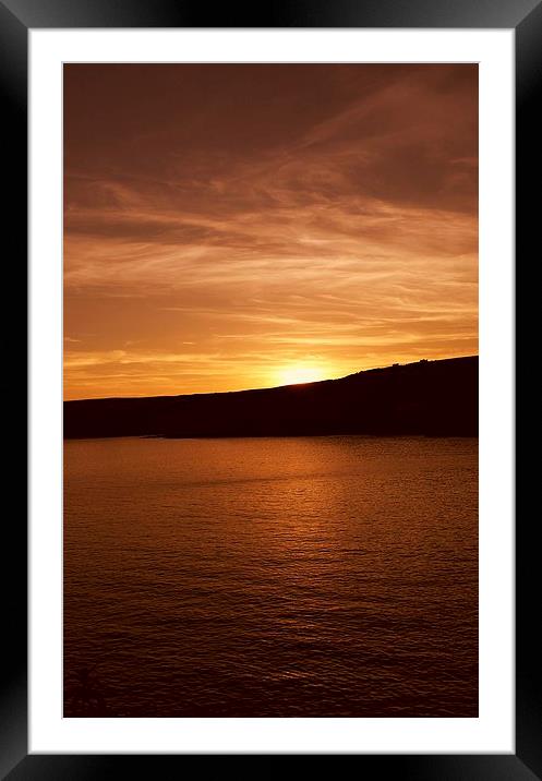 Sunset over Manorbier Bay Framed Mounted Print by Mandy Llewellyn