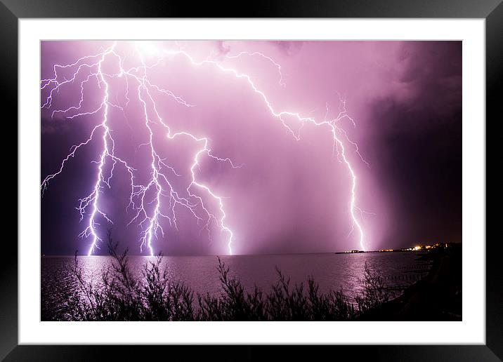  Clacton Pier & Lightning Framed Mounted Print by Pete Inman