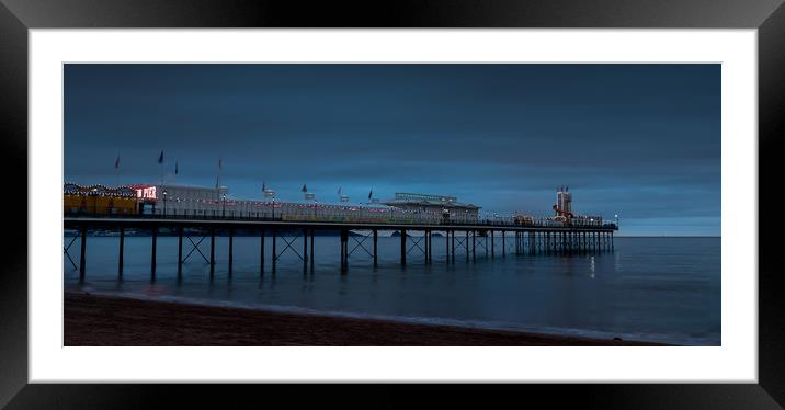 Paignton Pier at Night Framed Mounted Print by Dave Rowlatt