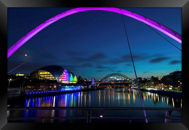  Tyne at Night Framed Print by Ron Sayer