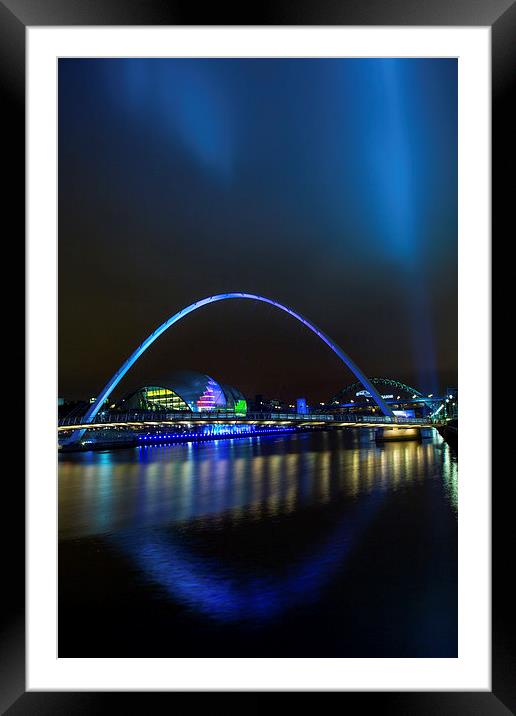  Tyne Bridge Night Reflections Framed Mounted Print by Ron Sayer
